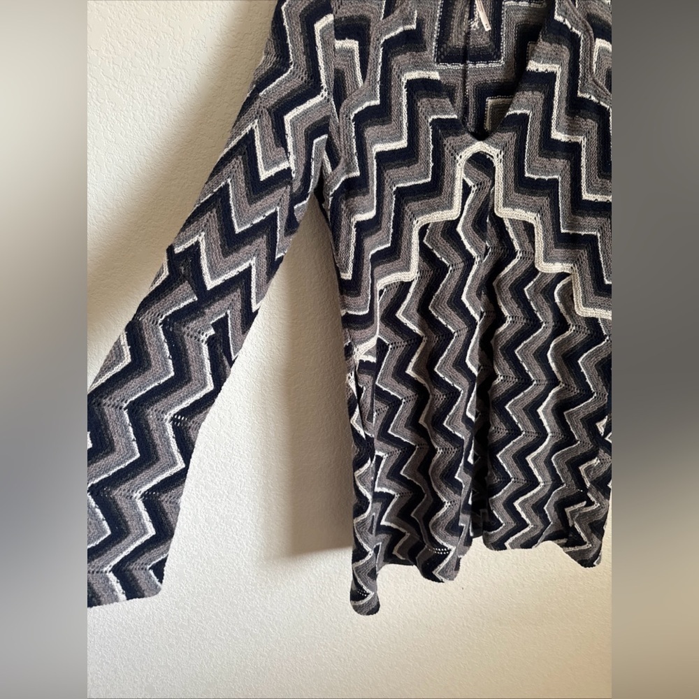 Free People Rhiannon Chevron Wool Blend Bell Sleeve Dress Size Medium - Picture 3 of 12
